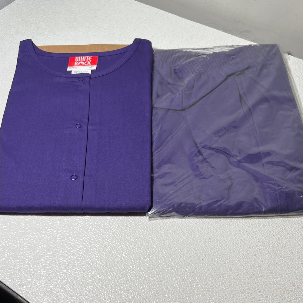 New White Rock Purple Scrubs Jacket Snaps Closure and Pants